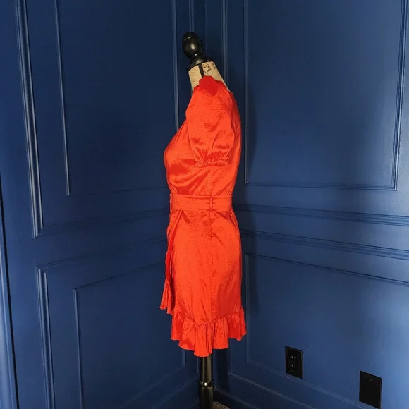 NEW Lovers + Friends Red "Ella" Mini Wrap Dress - Picture 4 of 16